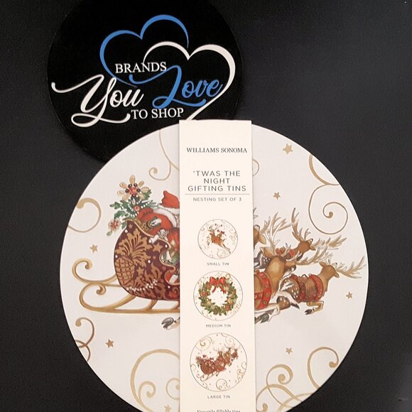 NEW Williams Sonoma Set of 3 Twas the Night Before Christmas Nesting Cookie Tins - Picture 7 of 8
